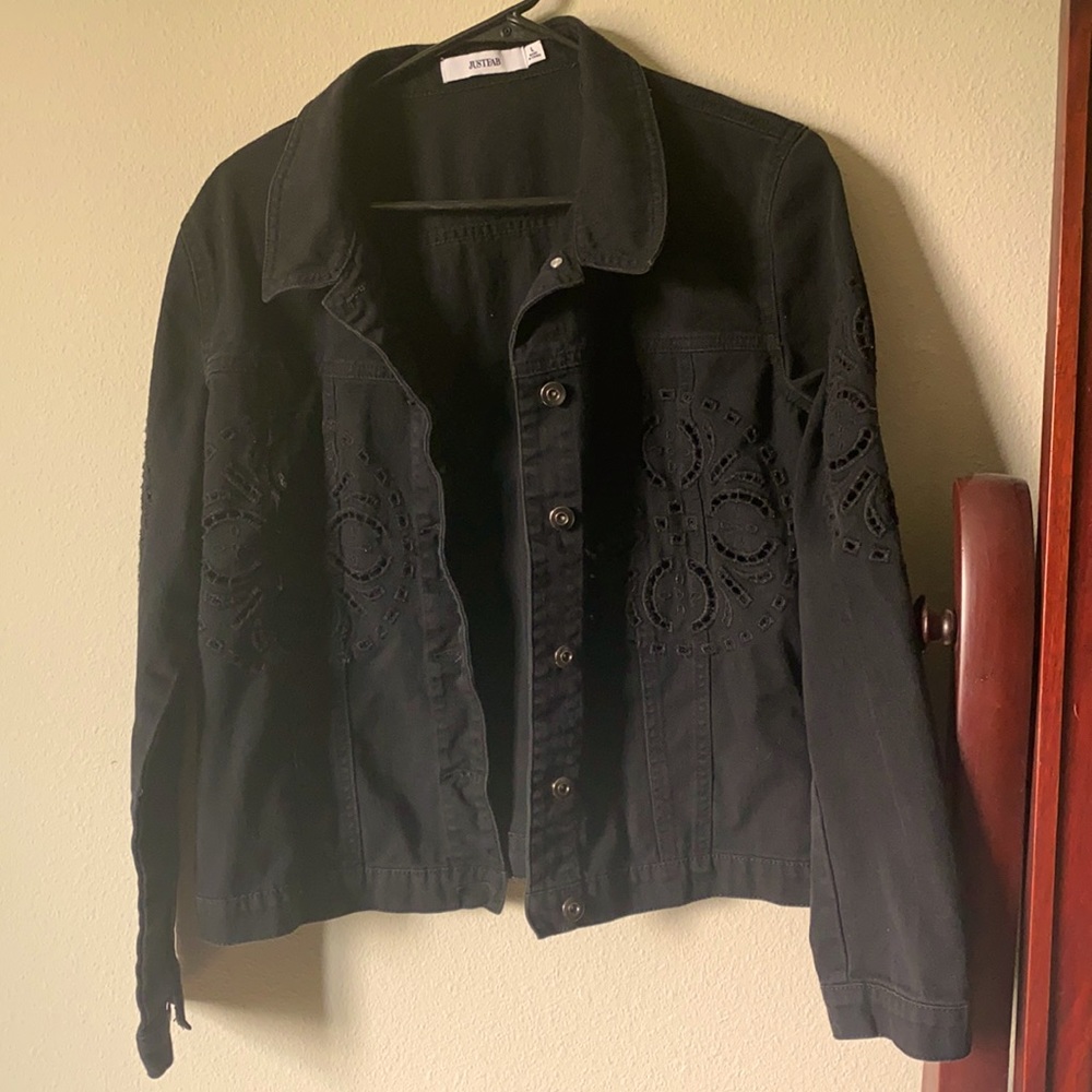 Eyelet black denim jacket *sale*